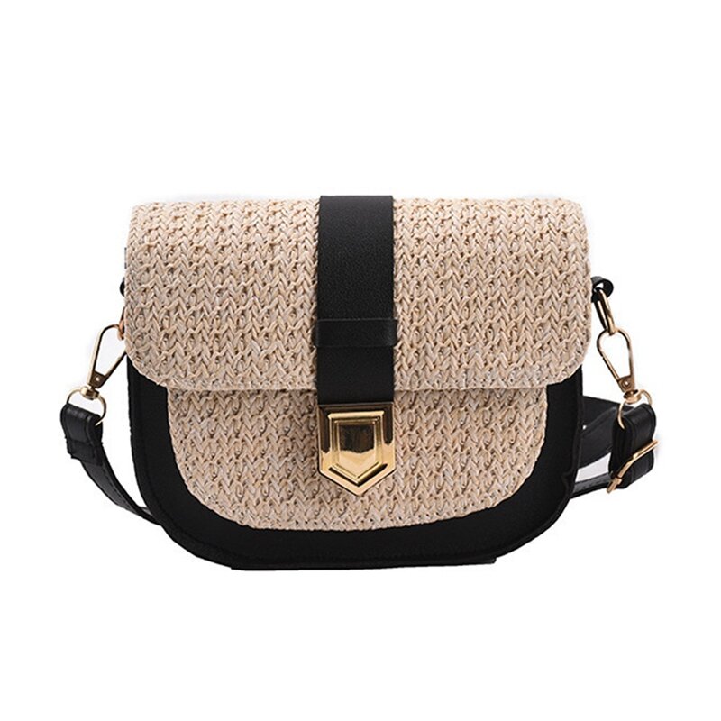 Straw Bag Woven Bag Female Simple And Fresh One-Shoulder Messenger Bag Western Saddle Bag