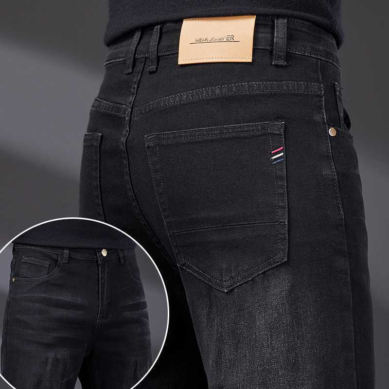 Jeans Stretch solto monocromático masculino, calça casual para negócios, confortável, plus size, nova tendência da moda, primavera e outono, 28-38, 2022
