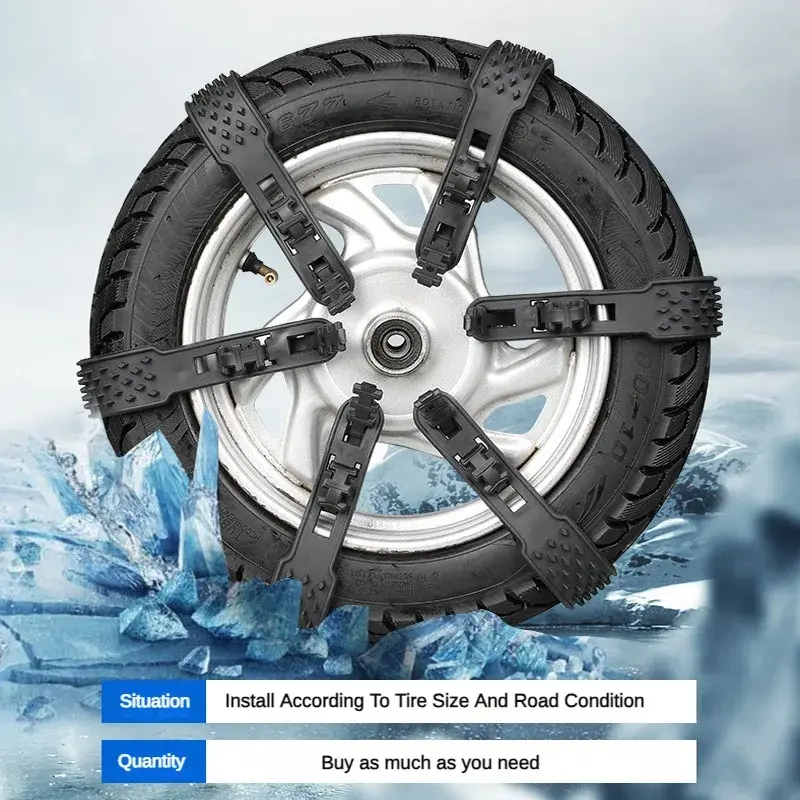 Motocicleta pneu roda corrente plástica, acessórios do carro inverno, correntes de neve, geral motocicletas e veículos elétricos, 10pcs