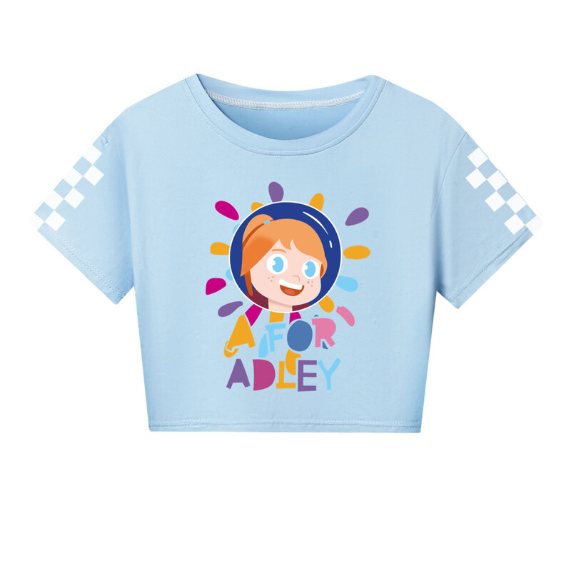 A FOR ADLEY-Camiseta de manga corta para niños, camiseta de verano para adolescentes, camisetas deportivas para correr de dibujos animados para niñas, camiseta de moda para niños