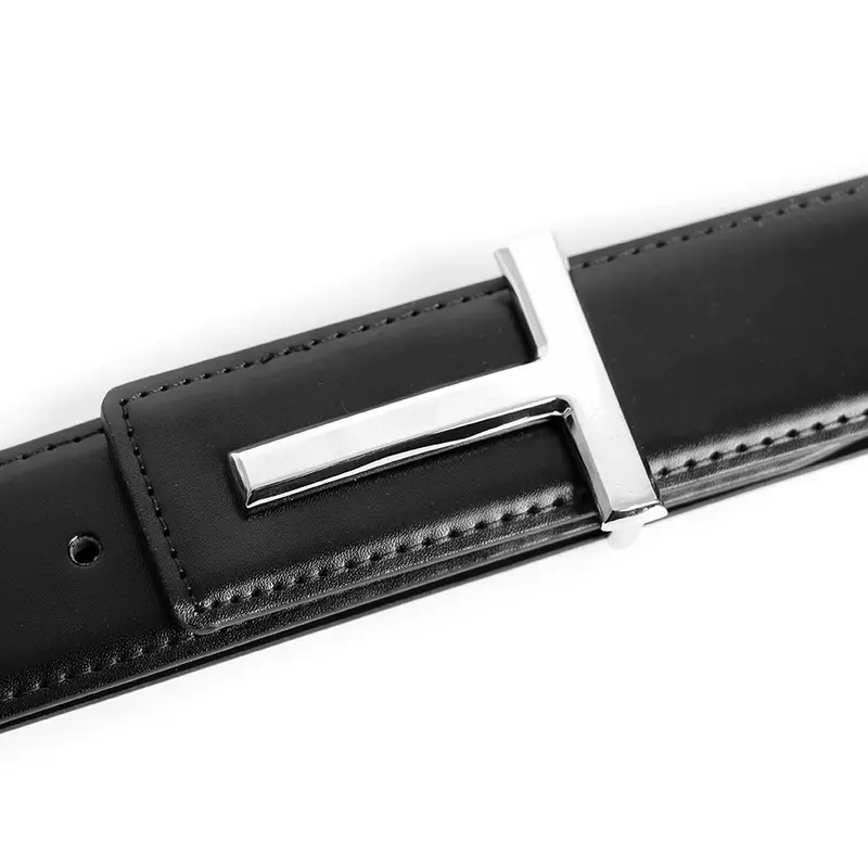 Fashion Business Luxury Designer Brand T Buckle Belt Men High Quality Women Genuine Real Leather Dress Strap for Jeans Waistband