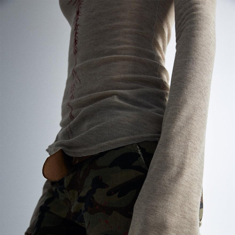 Женская Винтажная футболка в стиле «эмо», с длинным рукавом и графическим принтом