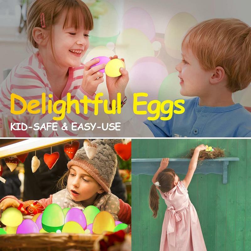 Glowing mainan telur Paskah, LED elektronik tahan air multi warna untuk sehari-hari, rumah tangga 12 buah