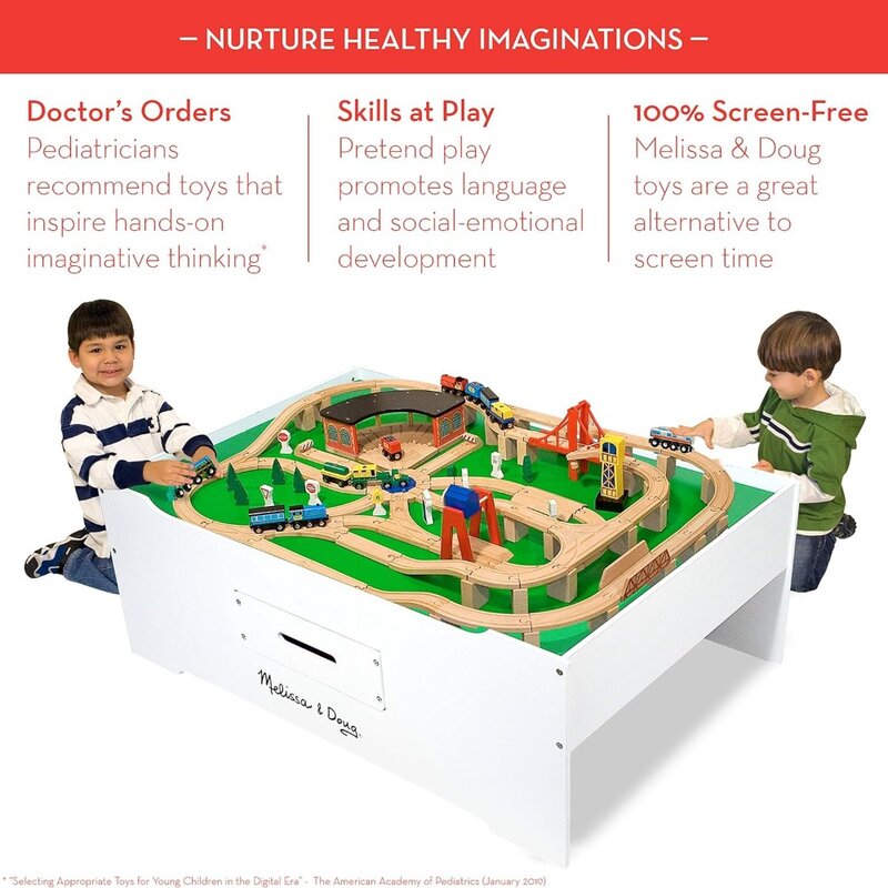 Tavolo da gioco Multi-attività in legno Deluxe per sala giochi-tavolo attività per bambini con contenitore, mobili, tavolo da treno