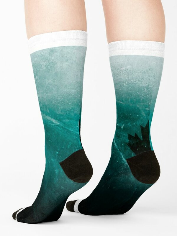 Calcetines de diseño de hielo negro para mujer, calcetines transparentes de marca de diseñador con estampado para niño y niño