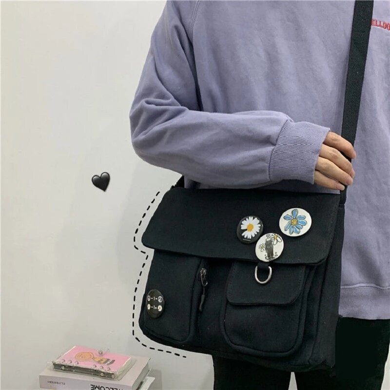 Xierya Vrouwen Canvas Messenger Bag Jeugd Dames Mode Schoudertas Student Grote Capaciteit Vrouwelijke Crossbody Tassen Vrouw Packet