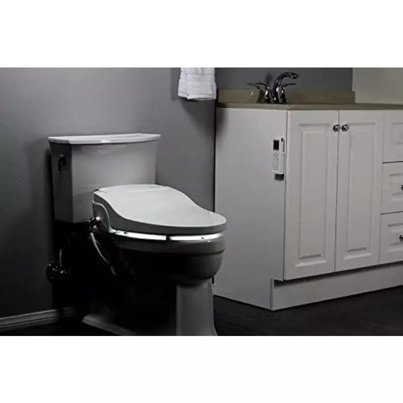 Dudukan Toilet BIDET memanjang JX ALPHA, putih, Air Hangat tanpa batas, cuci belakang dan depan, lampu LED, Remote nirkabel (memanjang)