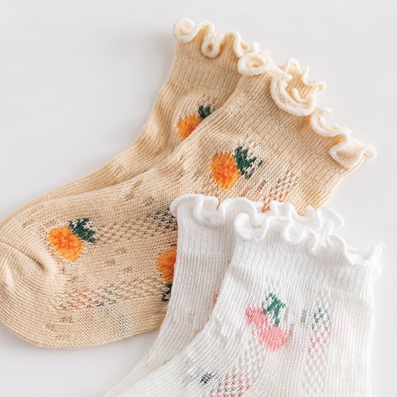 Baby Socks Summer Lace Mesh Fruit Print Non-Slip Soft Home Breathable Socks