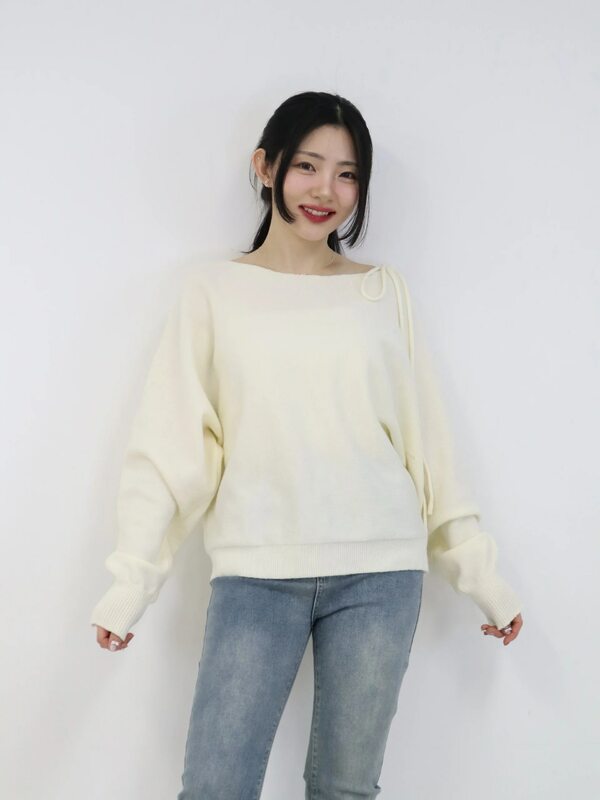In Stock Size Update South korea Chic New French sle Simple Hanging Neck Strap Long sleeve Sweater