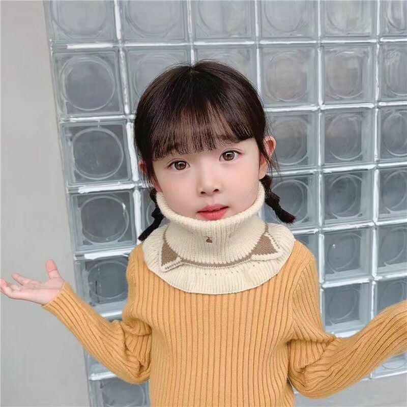 Szalik opaska do włosów podwójny szalik słodki kociak bawełniany wiatroszczelny falbany zimowy koreański styl szal do opatulania się szalik dla dzieci