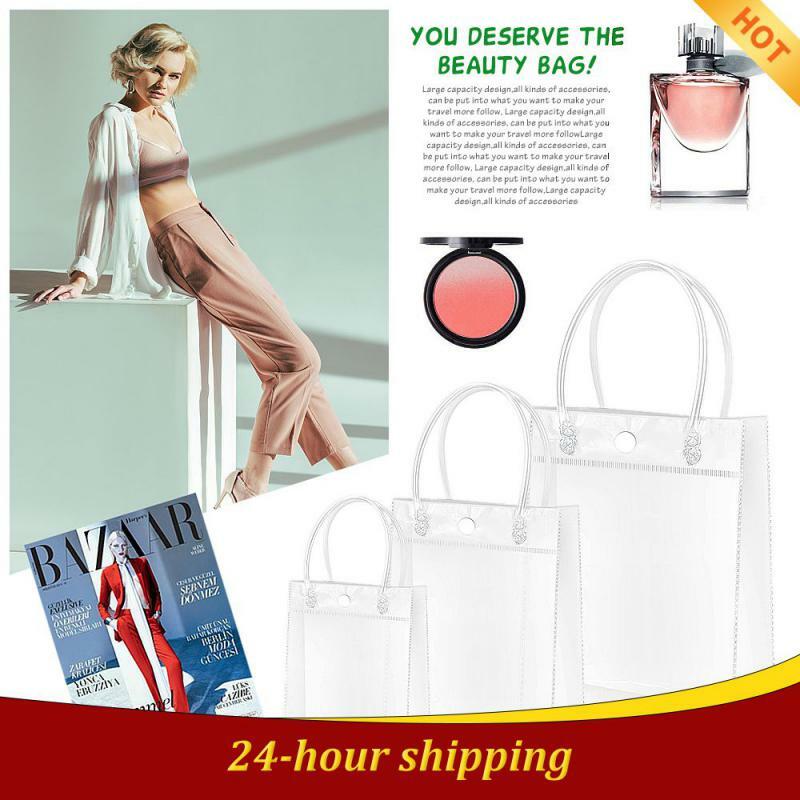 Bolso de mano transparente de PVC para mujer, bolso de hombro, bolsas de maquillaje de viaje para playa