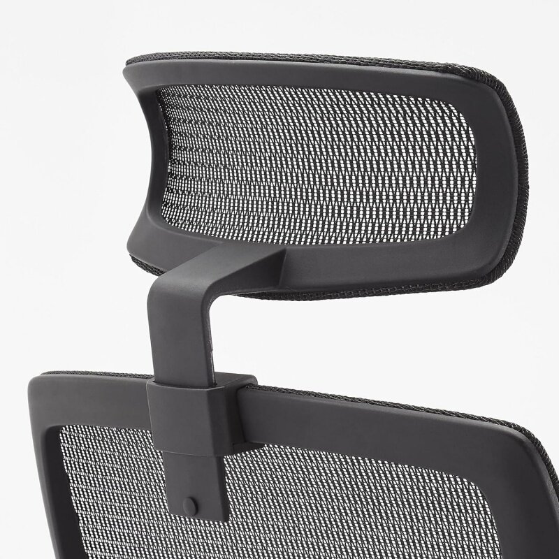 Basics-silla ergonómica ajustable de Espalda alta con brazos abatibles y reposacabezas, asiento de malla contorneada, color negro, 25,5 "D x 26,25" W
