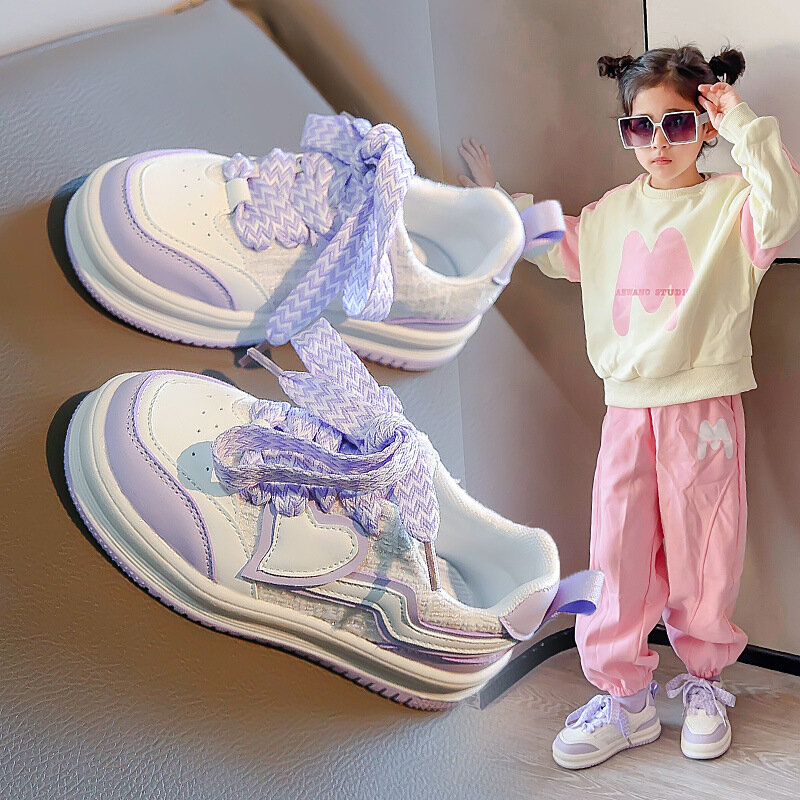 Кроссовки детские дышащие, модная повседневная спортивная обувь на мягкой подошве для девочек, Размеры 26-37, весна-лето