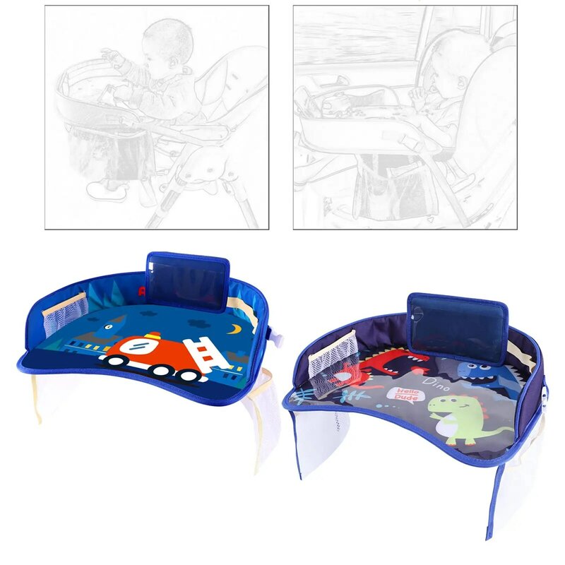 Organizador de escritorio para niños, bandeja de viaje con bolsillo de malla, impermeable, ideal para viajes por carretera