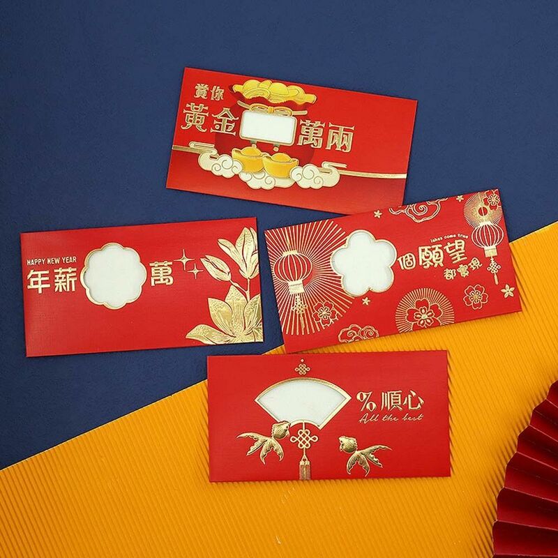 6 szt./zestaw karta DIY pakowania chiński smok czerwona koperta błogosławieństwo słowa chiński noworoczne dekoracje wiosenny materiały świąteczne