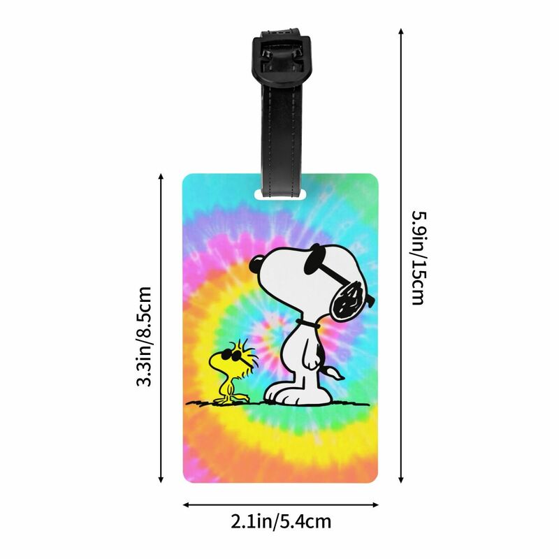 Tag bagasi Snoopy kartun lucu kustom untuk koper Tag bagasi Mode penutup privasi Label ID