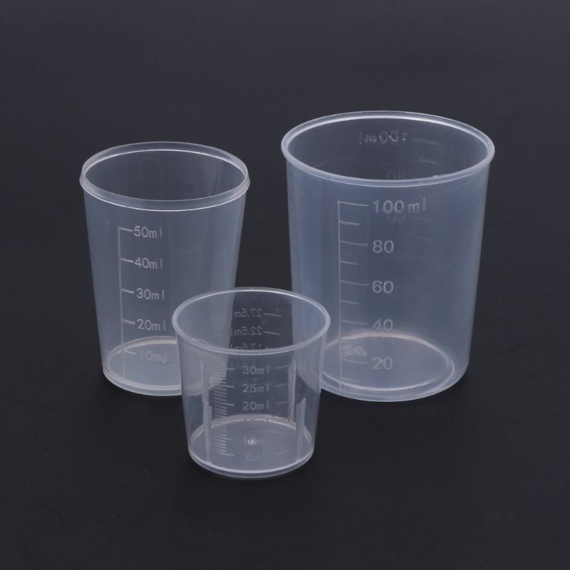 3 pçs copos mistura epóxi transparentes copos pintura para artesanato resina epóxi diy 30 50 100ml