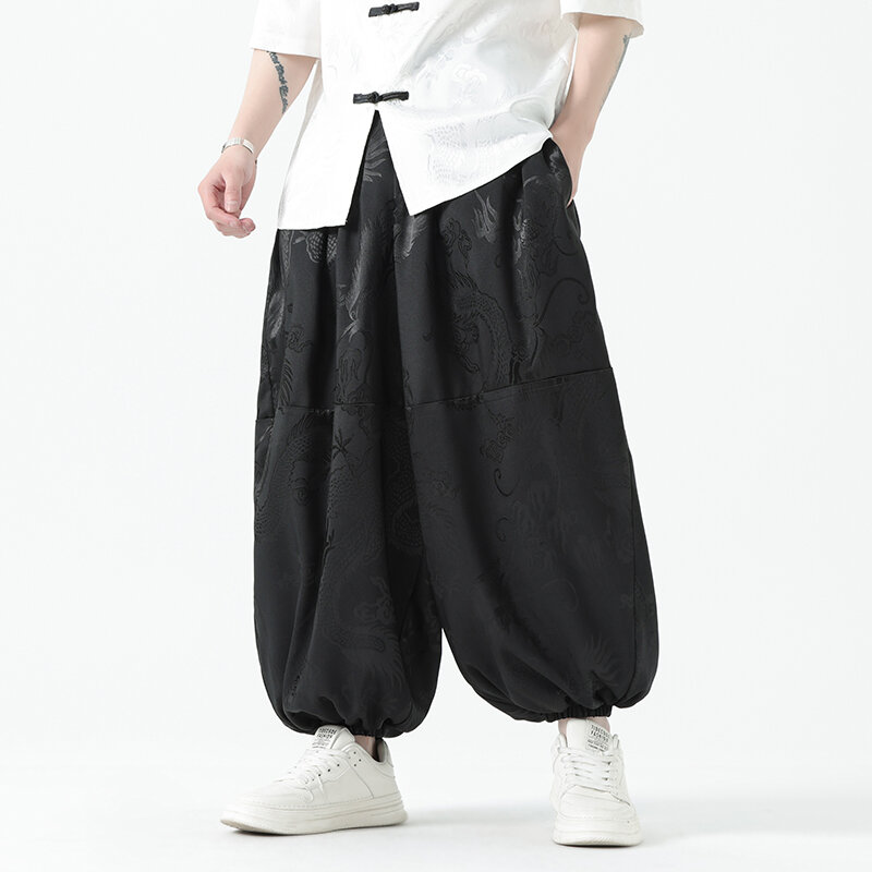 Брюки-Джоггеры мужские с широкими штанинами, уличная одежда, свободные штаны с эластичным поясом, винтажные повседневные брюки-султанки в стиле оверсайз, 5XL, на лето