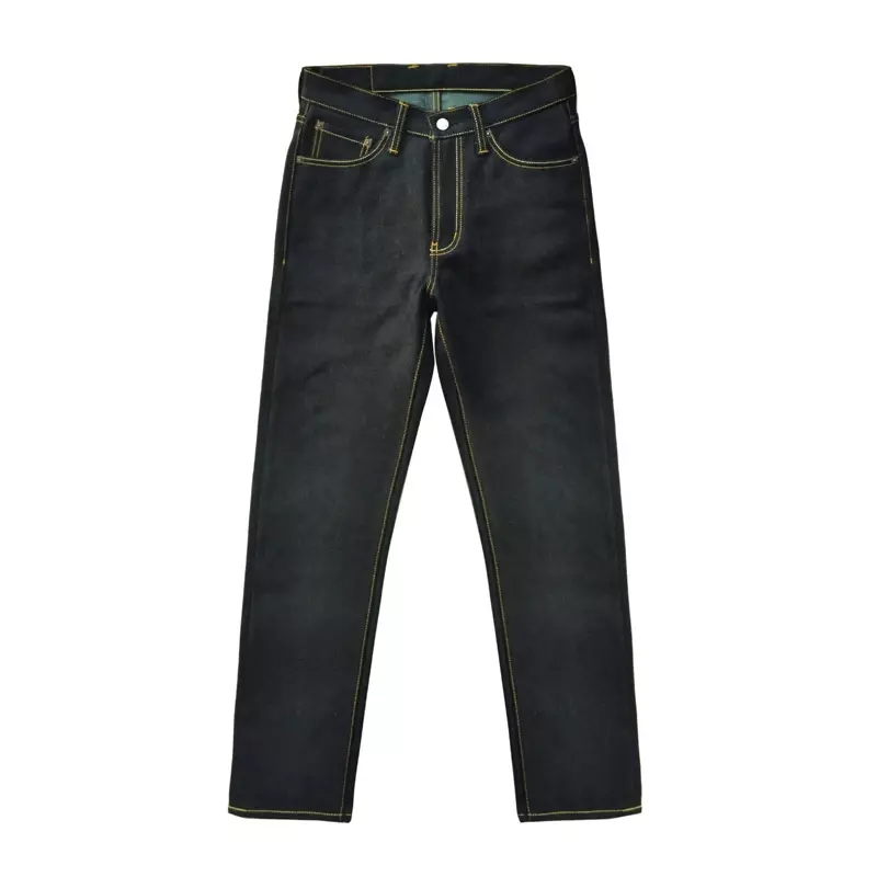 Luozhan Jeans EX315XX-Forest untuk Pria Jeans Denim Mentah Tepi Tenun Jeans Pria Jeans Antik Pria Noda Ganda Lancip Cocok 20.5 OZ