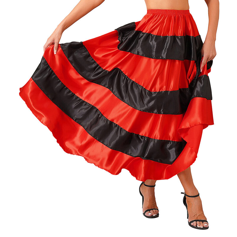 Damska spódnica taniec Flamenco warstwowe falbany szeroki dół taniec towarzyski spódnice klasyczna duża huśtawka hiszpańska długa spódnica