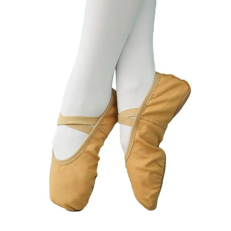 Балетки женские эластичные с разрезом, мягкие холщовые танцевальные Тапочки для представлений, обувь для тренировок