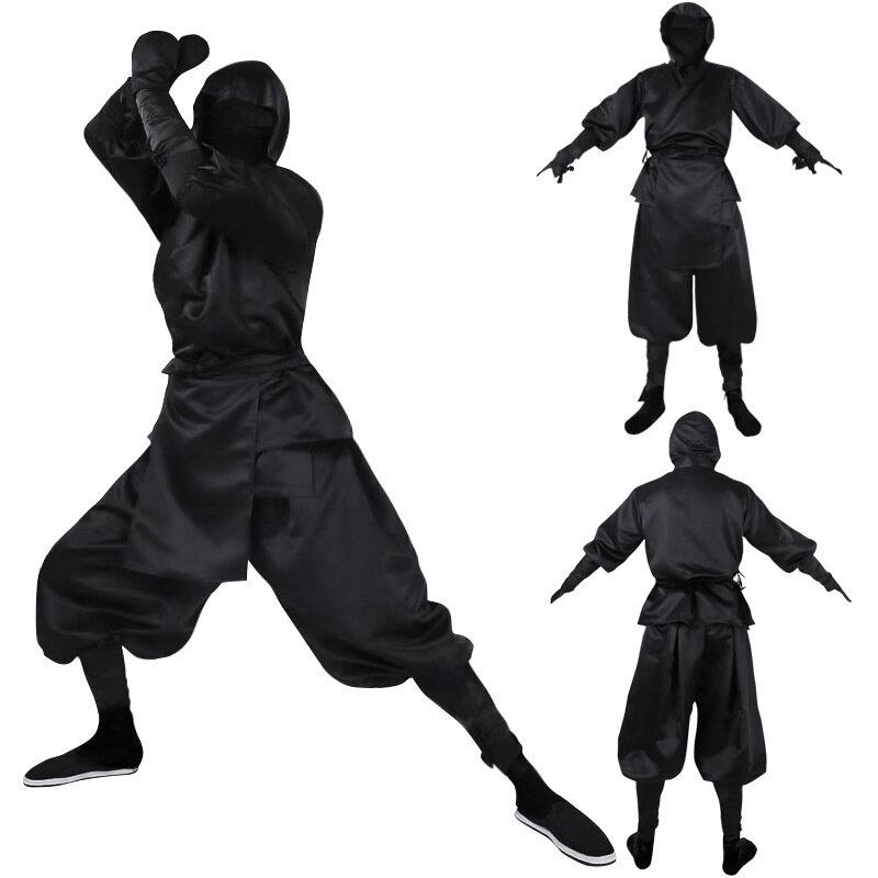 Disfraces de Halloween para hombre, traje japonés de Ninja blanco y negro, disfraz de actuación