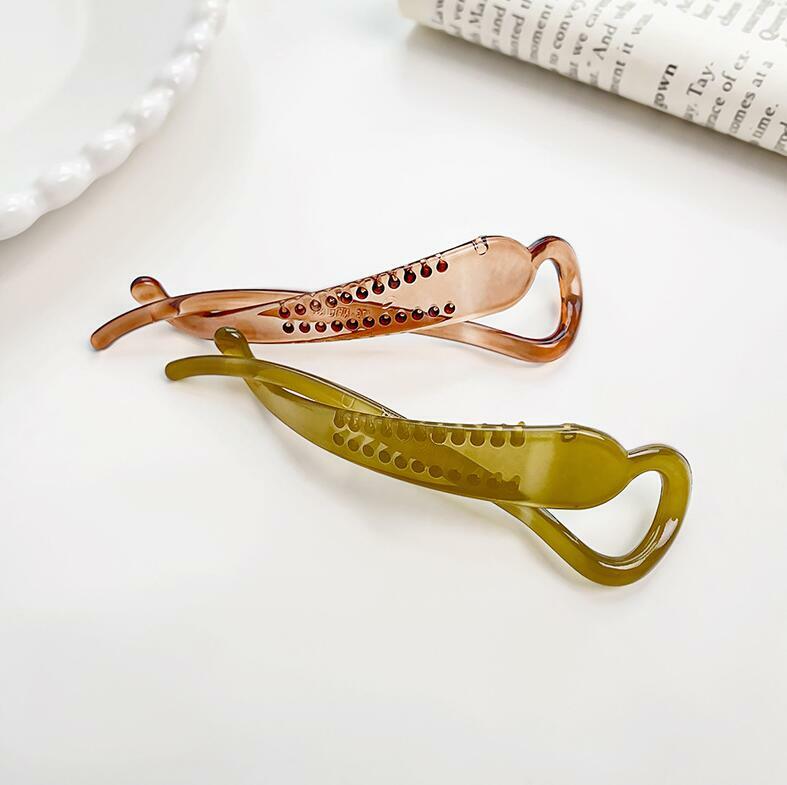Koreański Ins moda prosty spinka w kształcie banana pionowy klips włosy w koński ogon spinki do włosów nowy klips poziomy