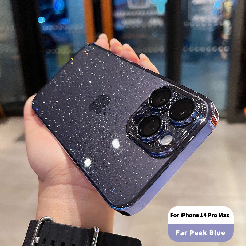 Luxo Galvanizado Glitter Phone Case, Concha Protetora, Transparente, Tampa à Prova de Choque, iPhone 11, 15, 12, 13, 14 Pro Max