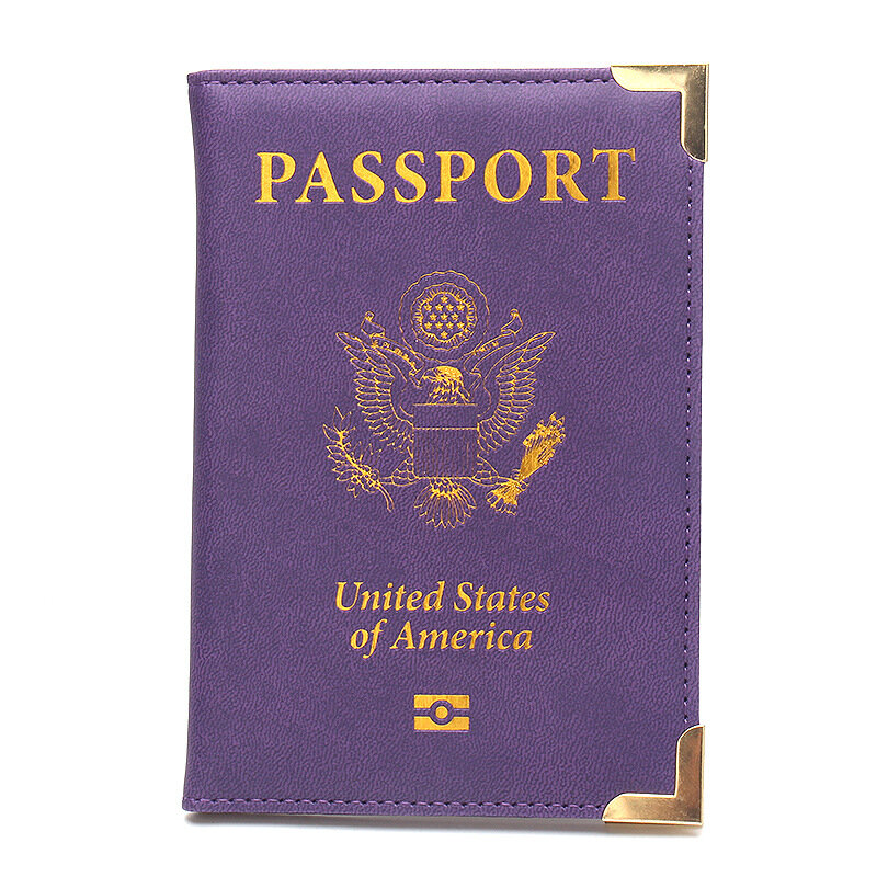 Обложка для паспорта США, бумажник для путешествий, металлические углы, искусственная кожа, держатель для паспорта и карт, женские бумажники для паспорта