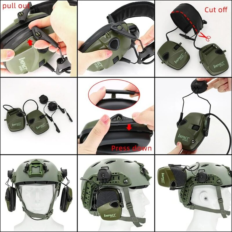 1 pasang Earmuf elektronik ARC OPS-CORE adaptor rel helm untuk Headset tembak Howard