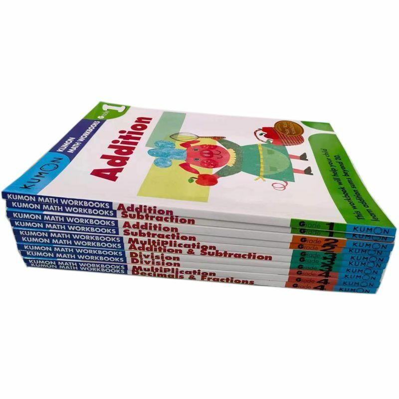 หนังสือ10เล่ม Kumon คณิตศาสตร์สมุดงานคณิตศาสตร์ภาษาอังกฤษปัญหาแบบฝึกหัดการสอนหนังสือ G1-G4สำหรับอายุ6-10ปีหนังสือเก่า