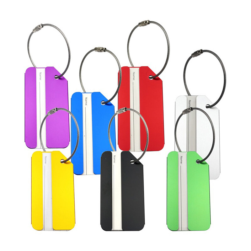 1PC Luggage Tag Aluminium Alloy Suitcase Tag Travel Label With Steel Loop ID Luggage Tag Baggage Name Tag Address Label Holder