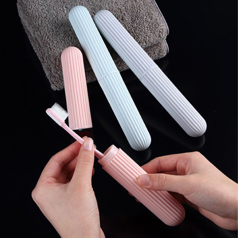 Escova de dentes multifuncional com tampa, portátil, escova de dentes de viagem ao ar livre, à prova de poeira, compartimentos domésticos