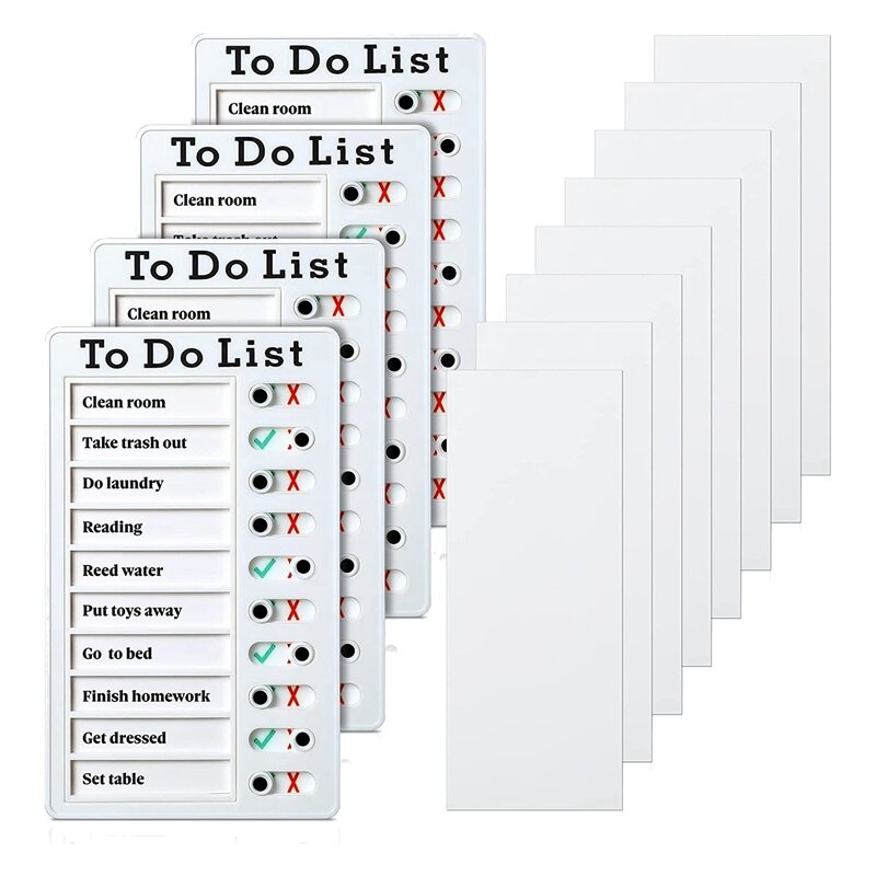 Removível plástico RV Checklist Board, agenda pessoal Board, para fazer a lista Memo Board, 8 cartões, 4 pcs