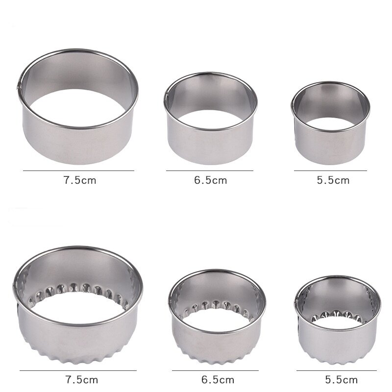 1/3Pcs/Set Stainless Stee Round Dough Cutter DIY Dumplings Skin Mold Flower Shaped Cookie Pastry Maker Biscuit Circle Ring Mould