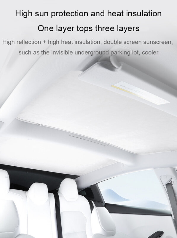 For Tesla Model 3 Highland Thickened Suede Segmented Sunroof Sunshade Special Sunscreen Heat Insulation Sunshade For Car Roof