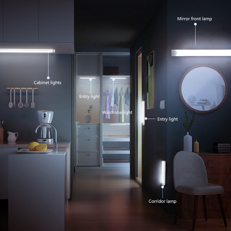 Motion Sensor Light Wireless LED Night Light Magnetic Rechargeable Night Lamp Wardrobe Corridor Light Bedroom Kitchen Lighting
