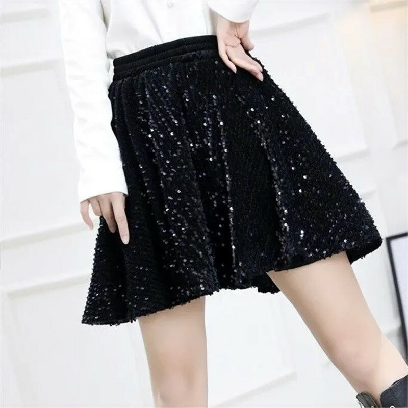 Vetement Femme 2023 Spring Short Skirt Women's Elasticity High Waist Loose Sequins Bag Hip Tutu Skirt Fashion Mini Skirts Jupe