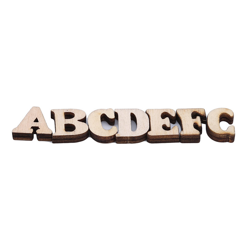 Mainan pendidikan anak-anak alfabet Inggris 100 buah/pak Diy pembelajaran bahasa awal Motif serpihan kayu