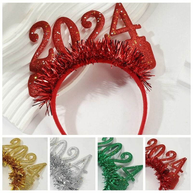 غطاء رأس ترتر بلاستيكي لحفلات الكريسماس ، رأس رأس السنة الجديدة السعيدة ، أغطية الرأس المصورة ، حفلة تنكرية ، حرف ، 2024