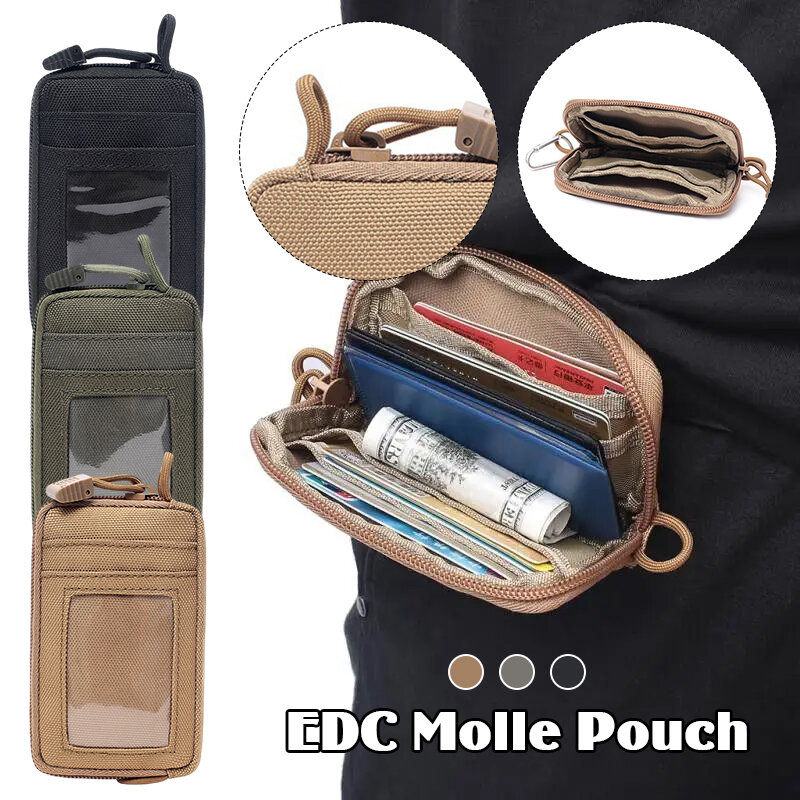 Carteira tática portátil EDC Molle Pouch, Key Card Case, Esportes ao ar livre, Moeda, Saco de caça, Zipper Pack, Saco multifuncional