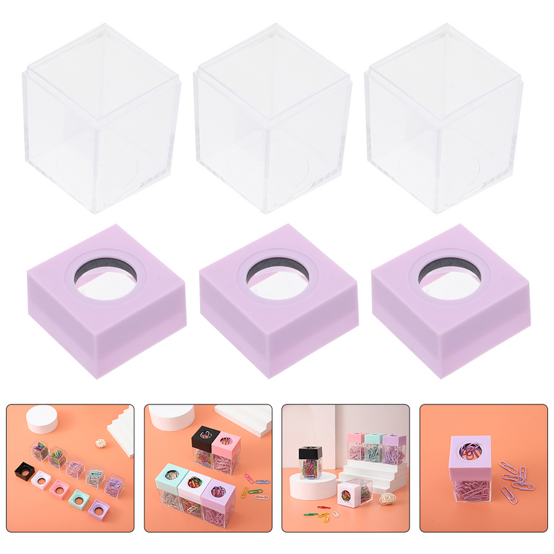 Cabilock-cubo de almacenamiento de Clip de papel, caja organizadora transparente, contenedor magnético
