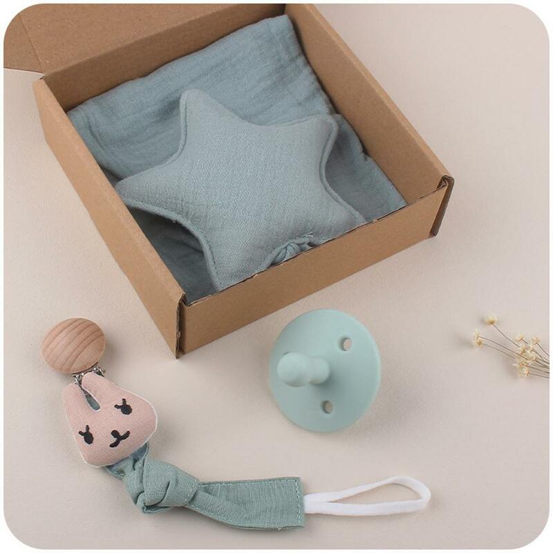 5-3pcs/set Baby Stuff Gift Set Pacifier Chain Saliva Towel Pacifier Teether Toy Baby Birth Gift Set Christmas Gift For Baby