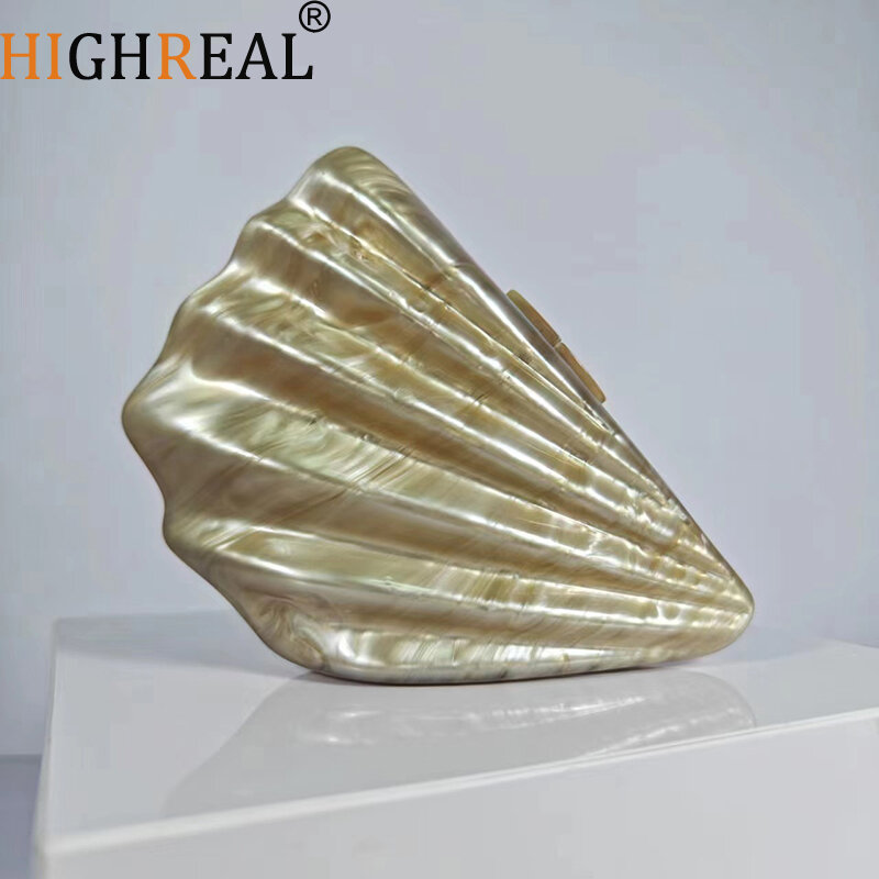 Shell Shaped Acrylic Evening Bag For Wedding Party Women Elegant Boutique Novelty Unique Clutch Purses And Handbags High Quality