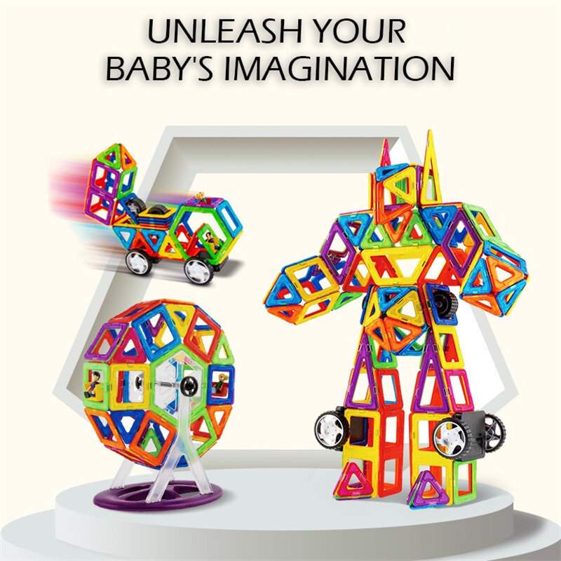 Bloques de construcción magnéticos de gran tamaño, juego de diseñador de construcción, bloques ensamblados, juguete educativo, 68 piezas