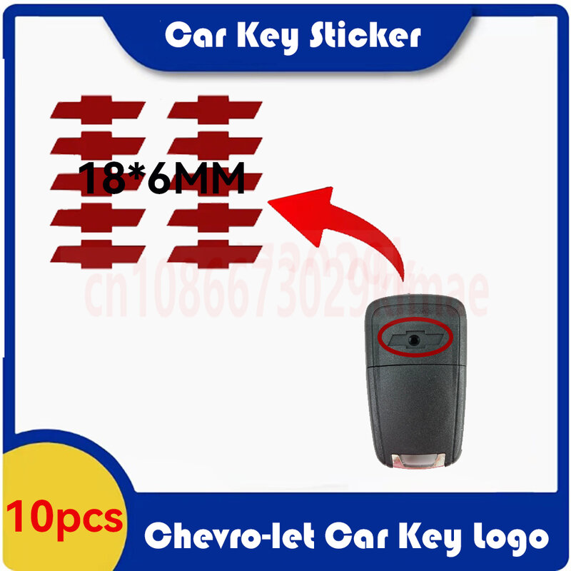 10 buah/lot casing kunci mobil Remote Control 18x6MM stiker aluminium untuk Chevrolet lambang Logo pengganti ukuran 1:1 kualitas tinggi