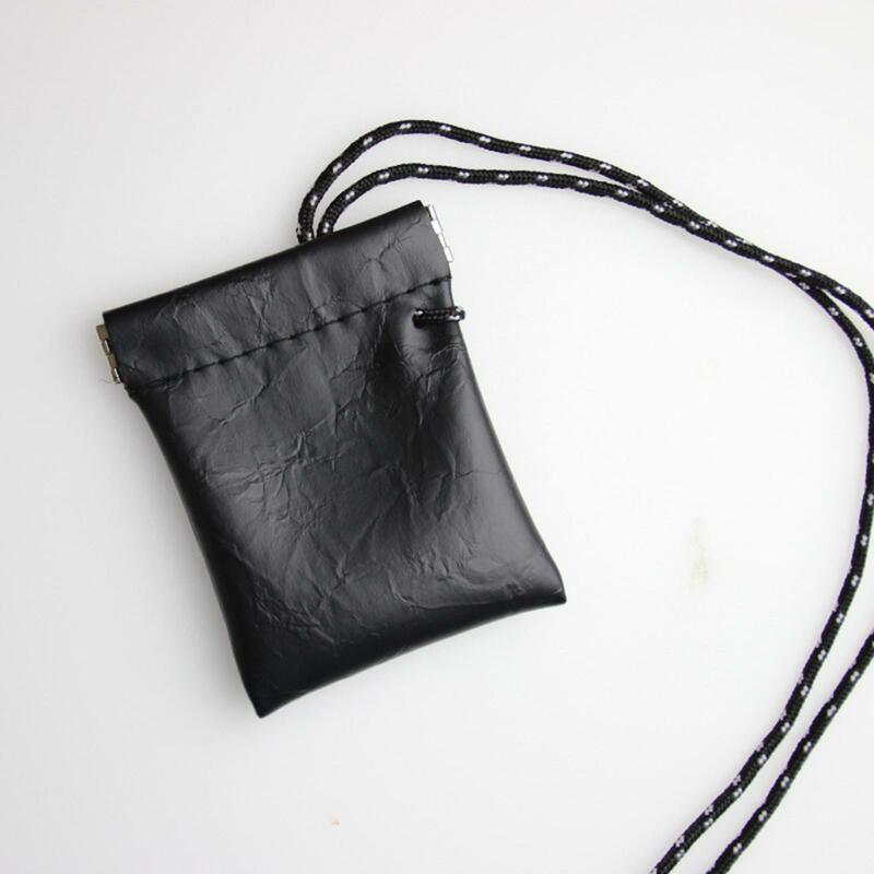 5xHanging Neck Pouch Key Bag Small Wallet Storage Bag for Men Women Earbud Bag Black