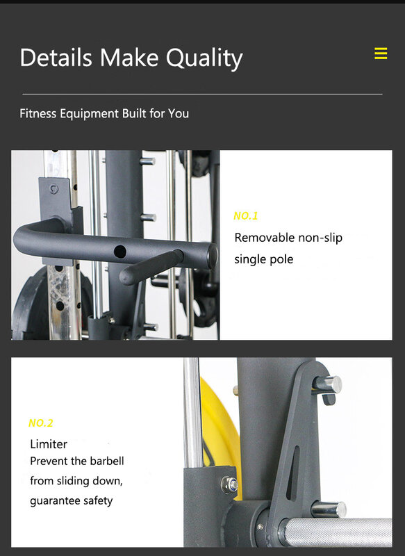 อุปกรณ์ยิมฟิตเนส Multi Functional Trainer Gym Squat Rack ราวจับในห้องน้ำ3D Smith Machine สำหรับ Home