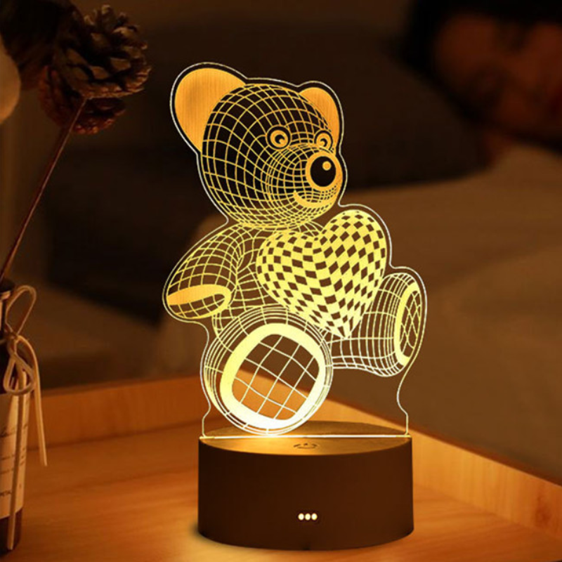 Lampe 3D acrylique USB LED veilleuses lampe néon noël décorations de noël pour la maison chambre à coucher décor d'anniversaire cadeaux de mariage