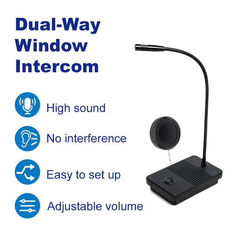 Window Intercom Dual-Way Intercommunication Microphone Counter Interphone  Anti-Interference Noise Free for Business Bank Office